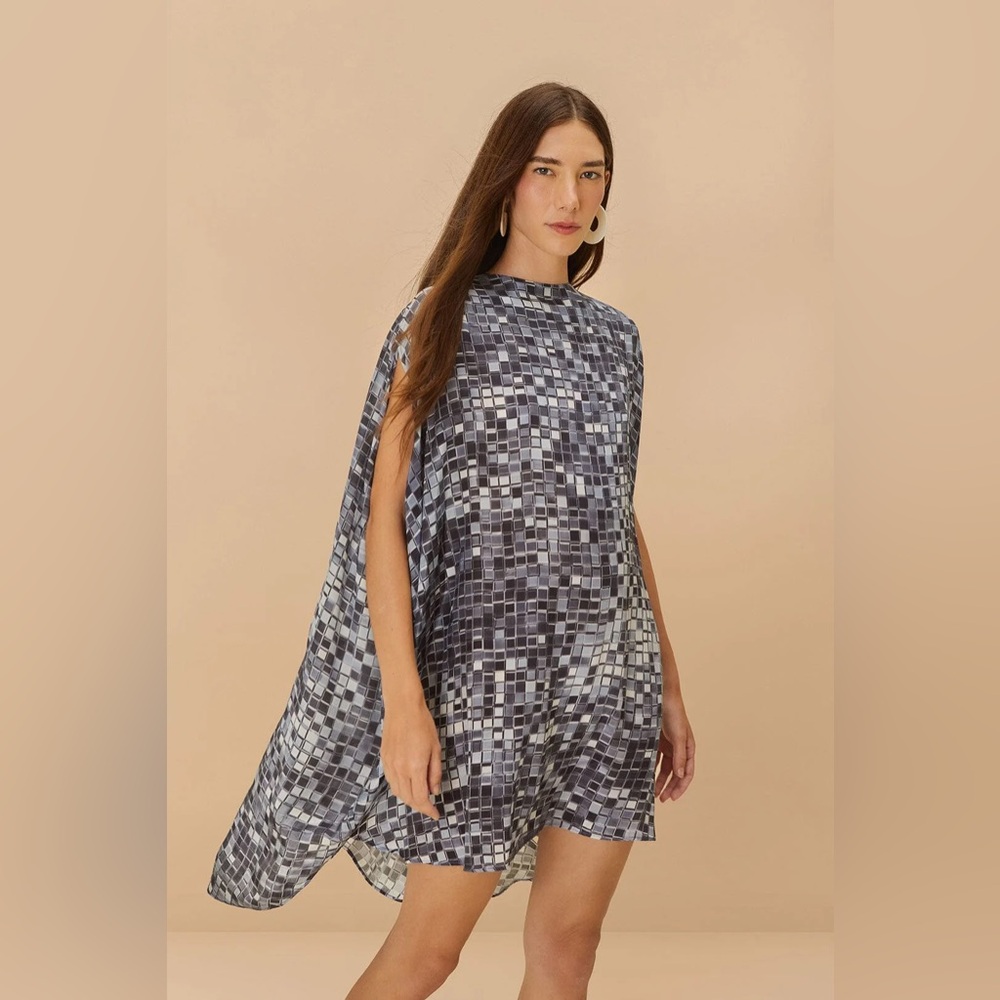FARM Rio Blue and Gray Midi Dress